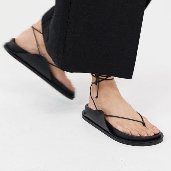 St. Agni Black Lace-Up Minimalist Gladiator Sandals in Size 42 - Picture 4 of 9